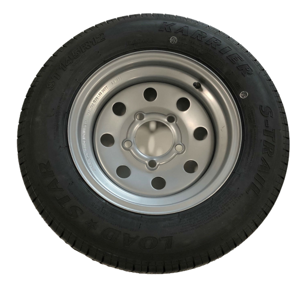 ST145/R12 Triton 08875 Load Range E Trailer Tire with Steel Rim - Single
