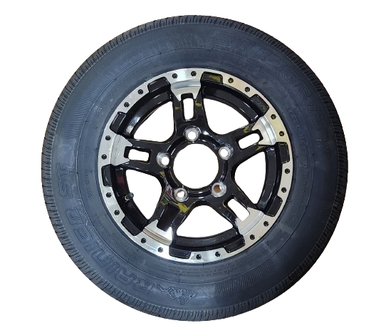 ST145/R12 Triton 10384 Class E Snowmobile Trailer Tire with Aluminum Black Rim - Single