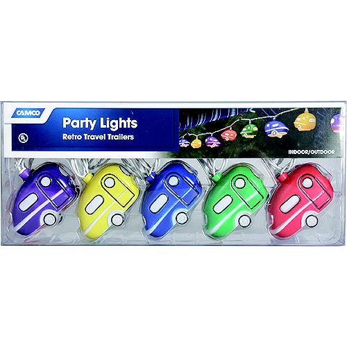 Camco 42655 Retro Travel Trailers Party Lights - RV Trailer Camper Party Lights - Set of 10