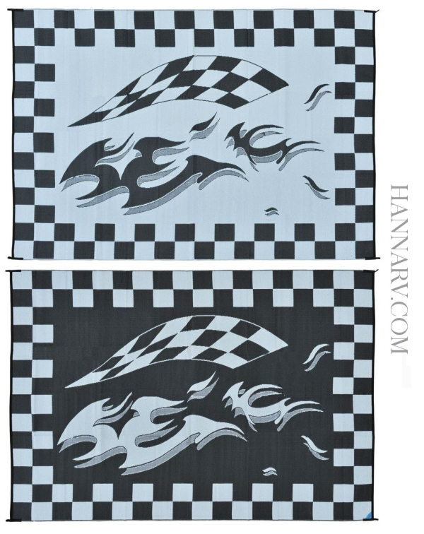 Checkered Flag Reversible RV Awning Patio Rug (8 x 12ft) - MING