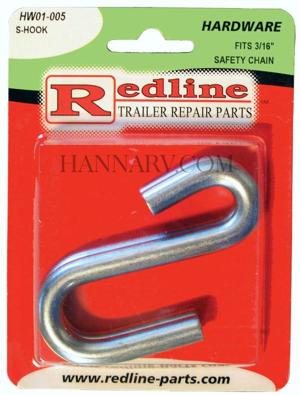 Redline HW01-005 S-Hook For 3/16 Inch Safety Chain - 3,000 Lb Capacity - 2  Pack