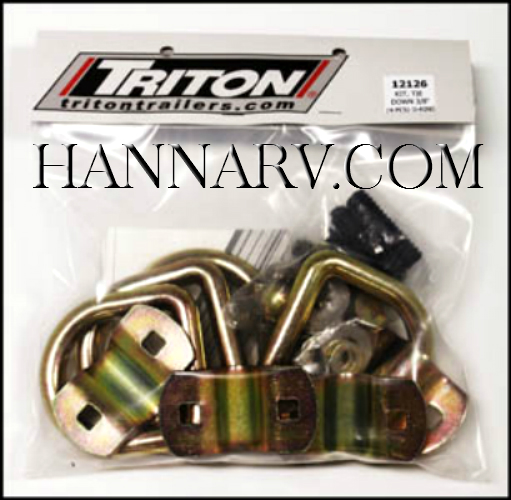 Triton 12126 AUT Series Trailer Heavy Duty D-Ring Tie Down Kit - Fits 3/8  Carriage Bolt Channels