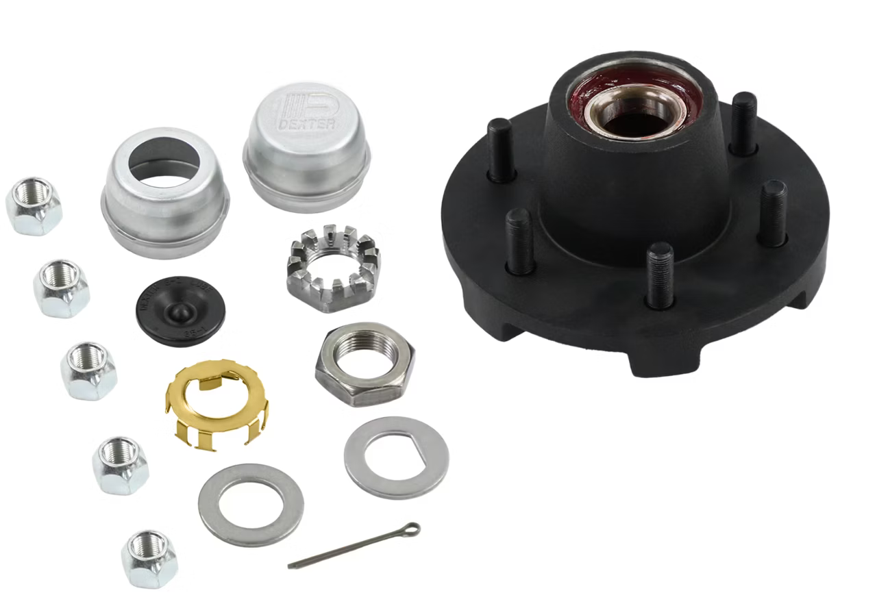 Pregreased Hub Kit for 5200 to 6000 Lb Axles - 6 on 5.5 - 25580 Inner / Outer 15123 Bearings