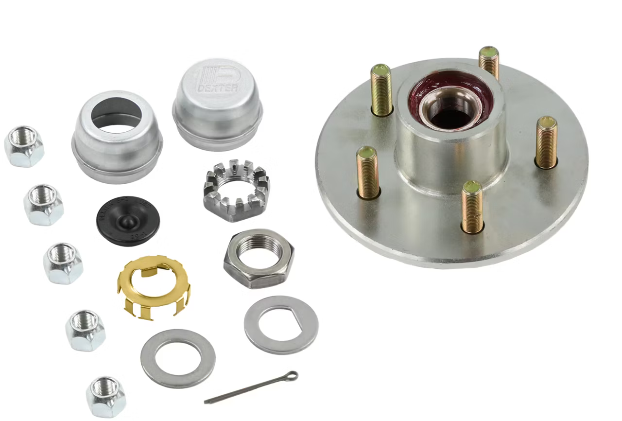 Pregreased Galvanized Hub Kit for 3500 Lb Axles - 5 on 4.5 - L68149 Inner / L44649 Outer Bearings