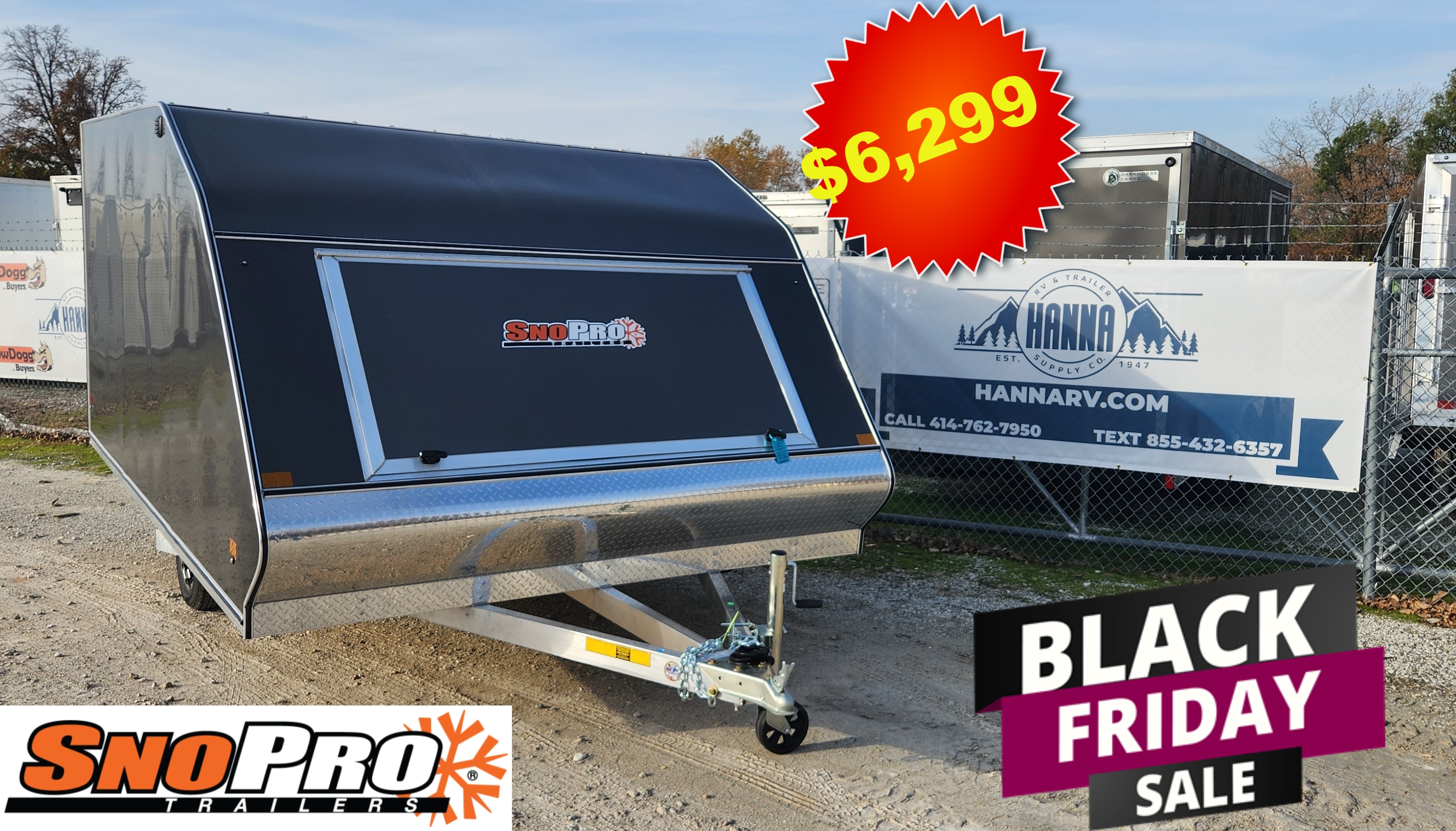 SNOPRO 101x12 Hybrid Aluminum Enclosed 2 Place Snowmobile Trailer with Extreme Weather Package - Charcoal